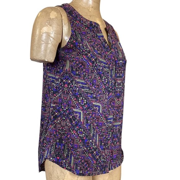 Sanctuary Tank Top Button Blouse Multicolor Geometric Sz S 60A - Picture 3 of 8